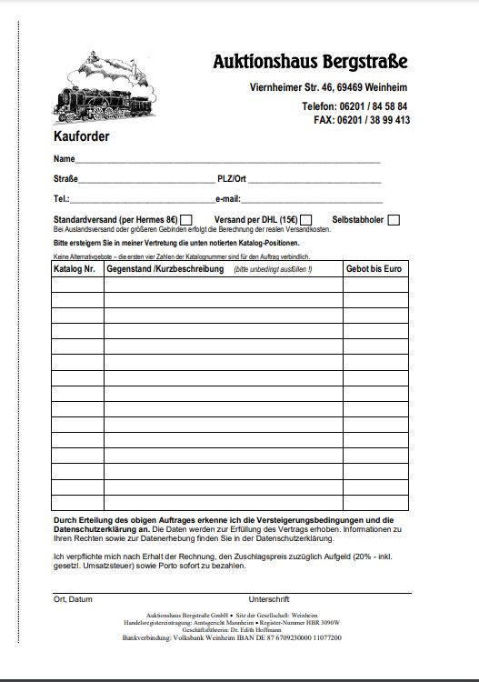 Bieterformular Ergebnisliste